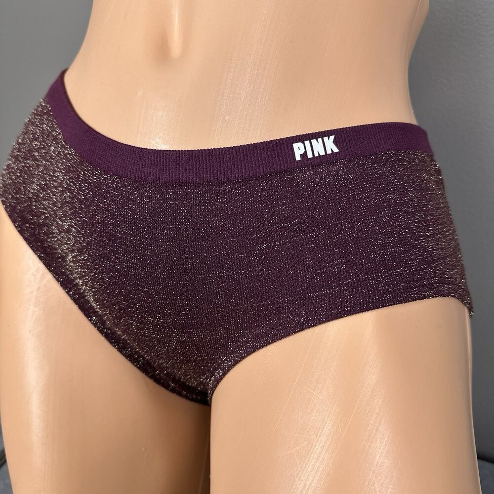 PINK Victoria’s Secret Hipster Panties Size Medium Shimmer Burgundy New Stretch
